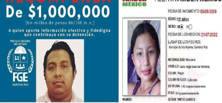 Ofrecen recompensa para localizar a sujeto relacionado con la desaparición de una niña en Quintana Roo